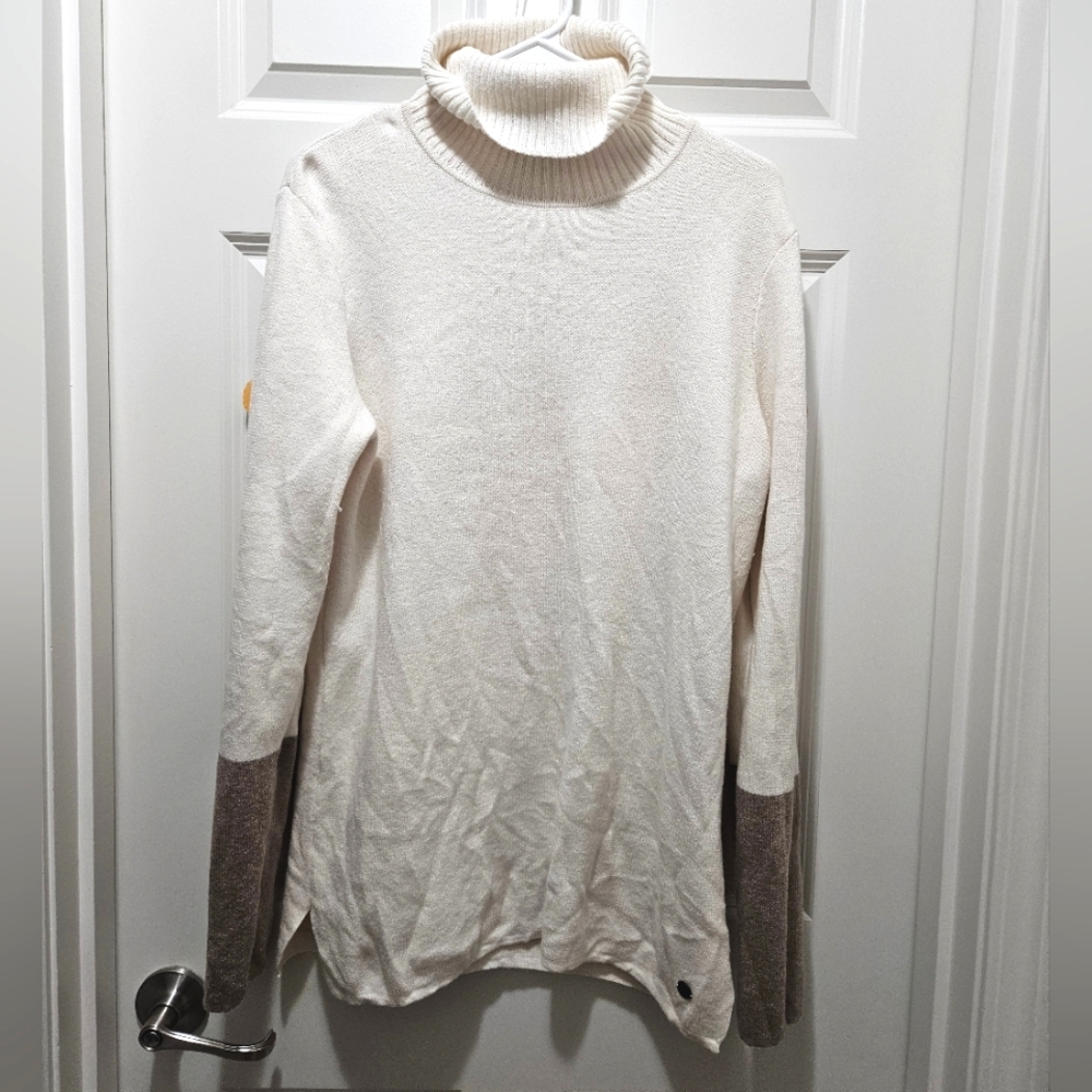 Royal Robbins All Season Merino Wool Blend Turtleneck Sweater Cream Camel XL